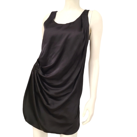 H&M Black Satine Drape Dress size 6 - Picture 2 of 6